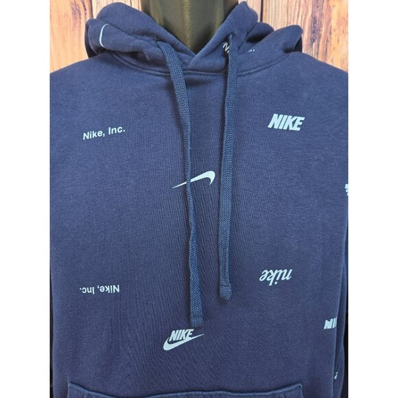 Nike Mens Navy Blue‎ Logo Print Hoodie Small - Picture 3 of 7